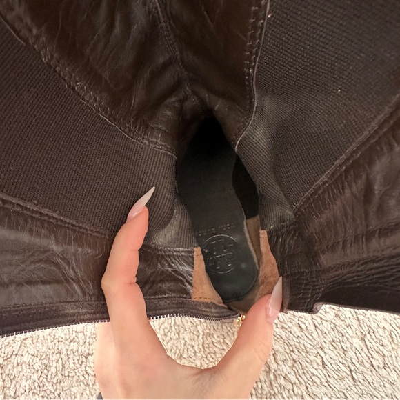 Tory Burch Dark Brown Leather Riding Boots Women’s 5 Kids 3 - Picture 7 of 10